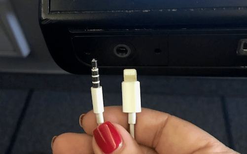 Traditional headphone jack on plane