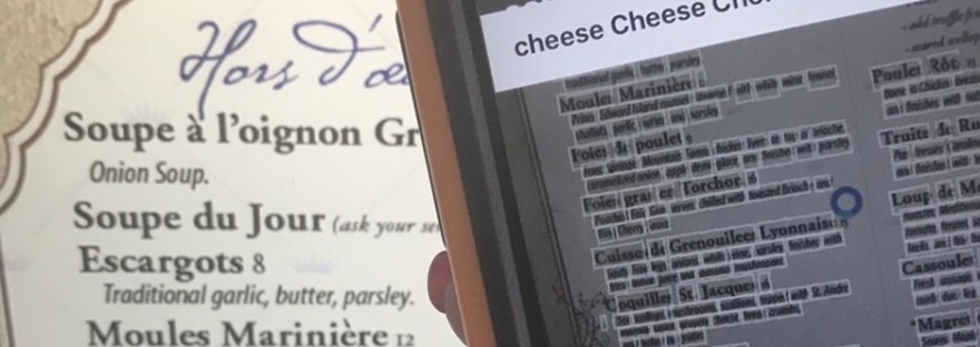 Google Translate on a French menu