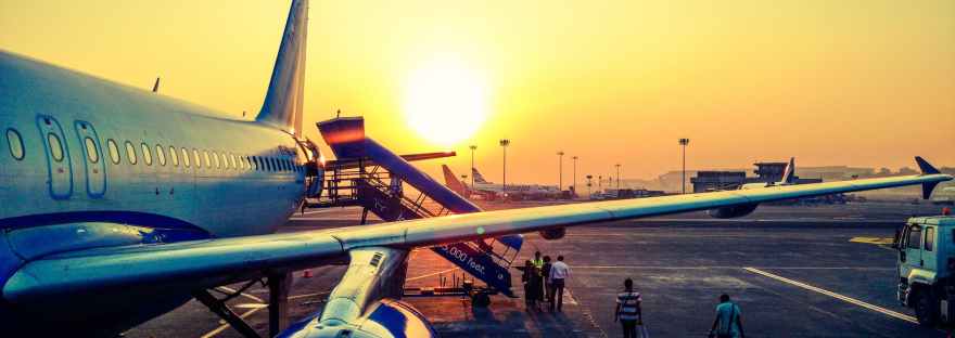 plane at sunrise